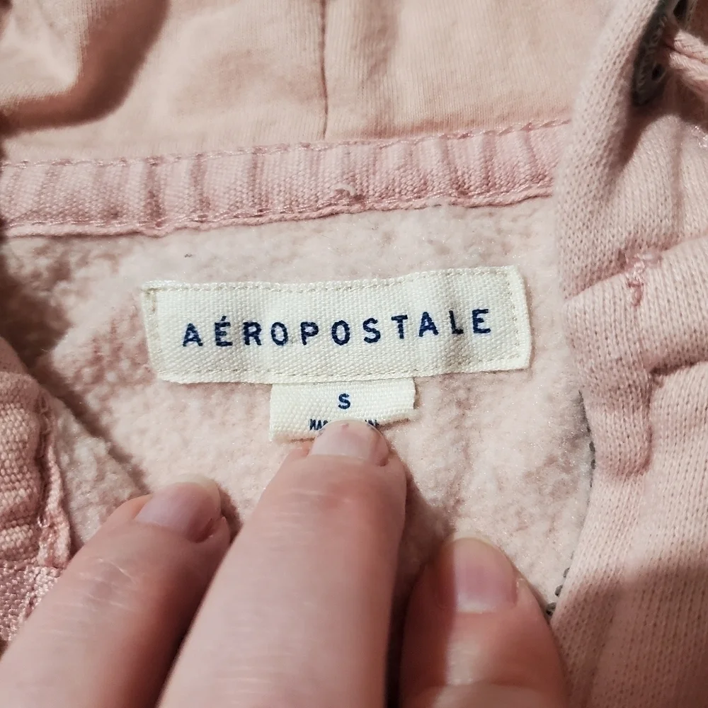 Areopostale Pastel Blush Pink Sequin Logo Hoodie - Picture 2 of 6